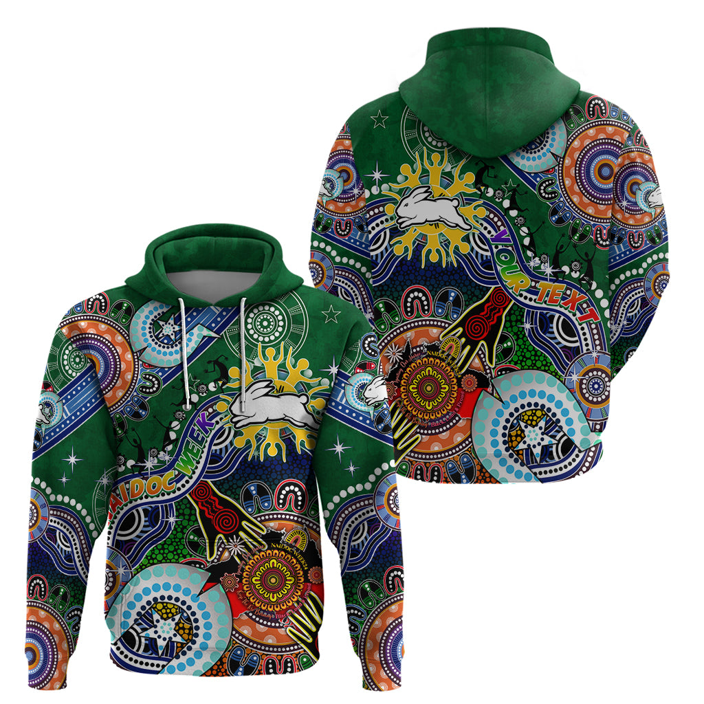 Personalised Rabbitohs NAIDOC Week 2024 Zip Hoodie Australia Aboriginal Dot Painting