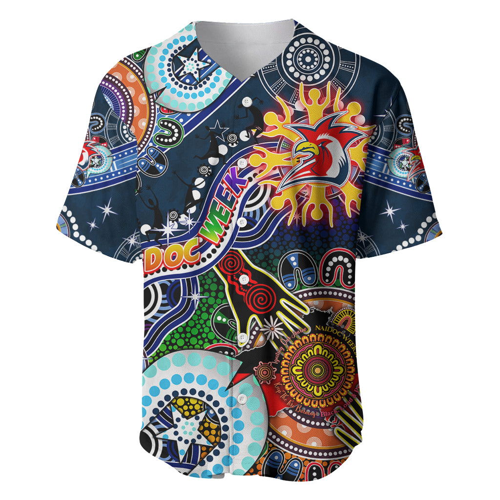 Personalised Roosters NAIDOC Week 2024 Baseball Jersey Australia Aboriginal Dot Painting
