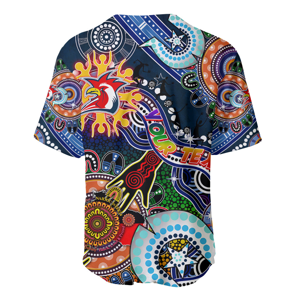 Personalised Roosters NAIDOC Week 2024 Baseball Jersey Australia Aboriginal Dot Painting