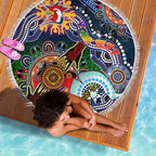 Personalised Roosters NAIDOC Week 2024 Beach Blanket Australia Aboriginal Dot Painting