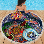 Personalised Roosters NAIDOC Week 2024 Beach Blanket Australia Aboriginal Dot Painting