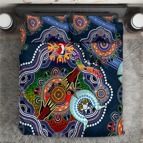 Personalised Roosters NAIDOC Week 2024 Bedding Set Australia Aboriginal Dot Painting