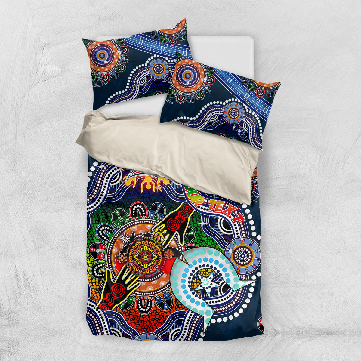 Personalised Roosters NAIDOC Week 2024 Bedding Set Australia Aboriginal Dot Painting