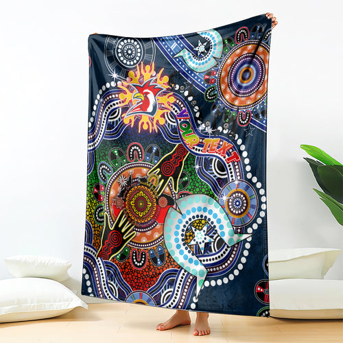 Personalised Roosters NAIDOC Week 2024 Blanket Australia Aboriginal Dot Painting