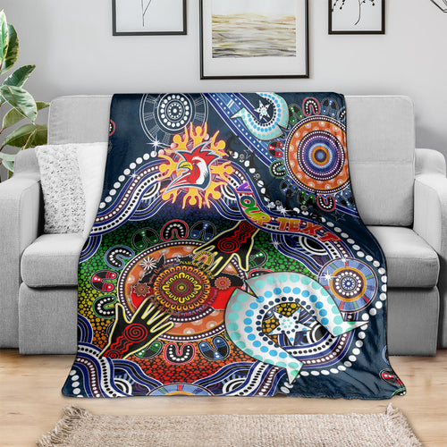 Personalised Roosters NAIDOC Week 2024 Blanket Australia Aboriginal Dot Painting