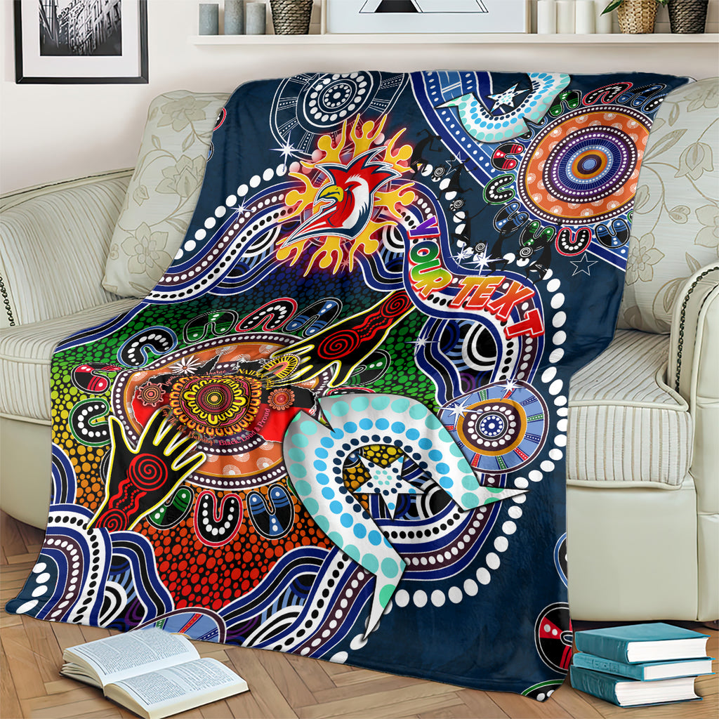 Personalised Roosters NAIDOC Week 2024 Blanket Australia Aboriginal Dot Painting