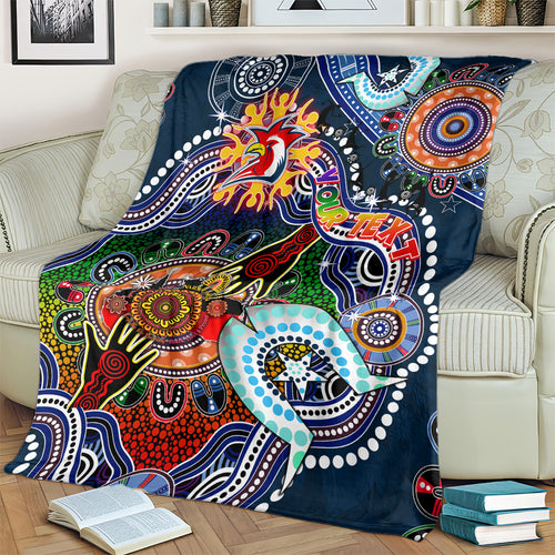Personalised Roosters NAIDOC Week 2024 Blanket Australia Aboriginal Dot Painting
