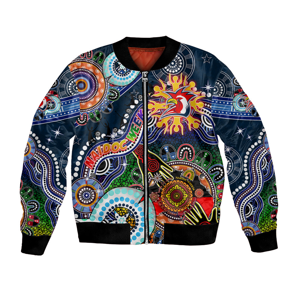 Personalised Roosters NAIDOC Week 2024 Bomber Jacket Australia Aboriginal Dot Painting