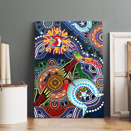 Personalised Roosters NAIDOC Week 2024 Canvas Wall Art Australia Aboriginal Dot Painting