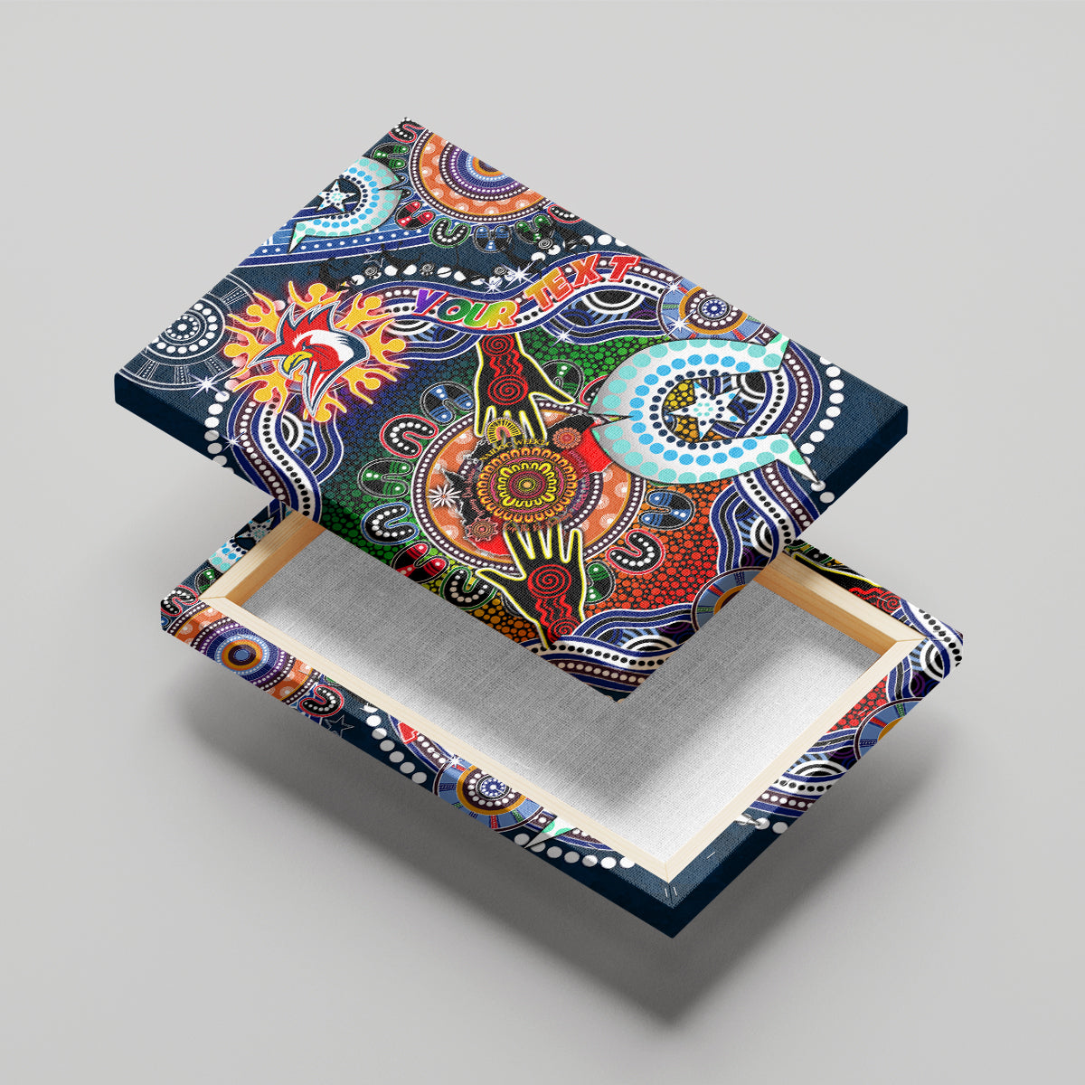 Personalised Roosters NAIDOC Week 2024 Canvas Wall Art Australia Aboriginal Dot Painting