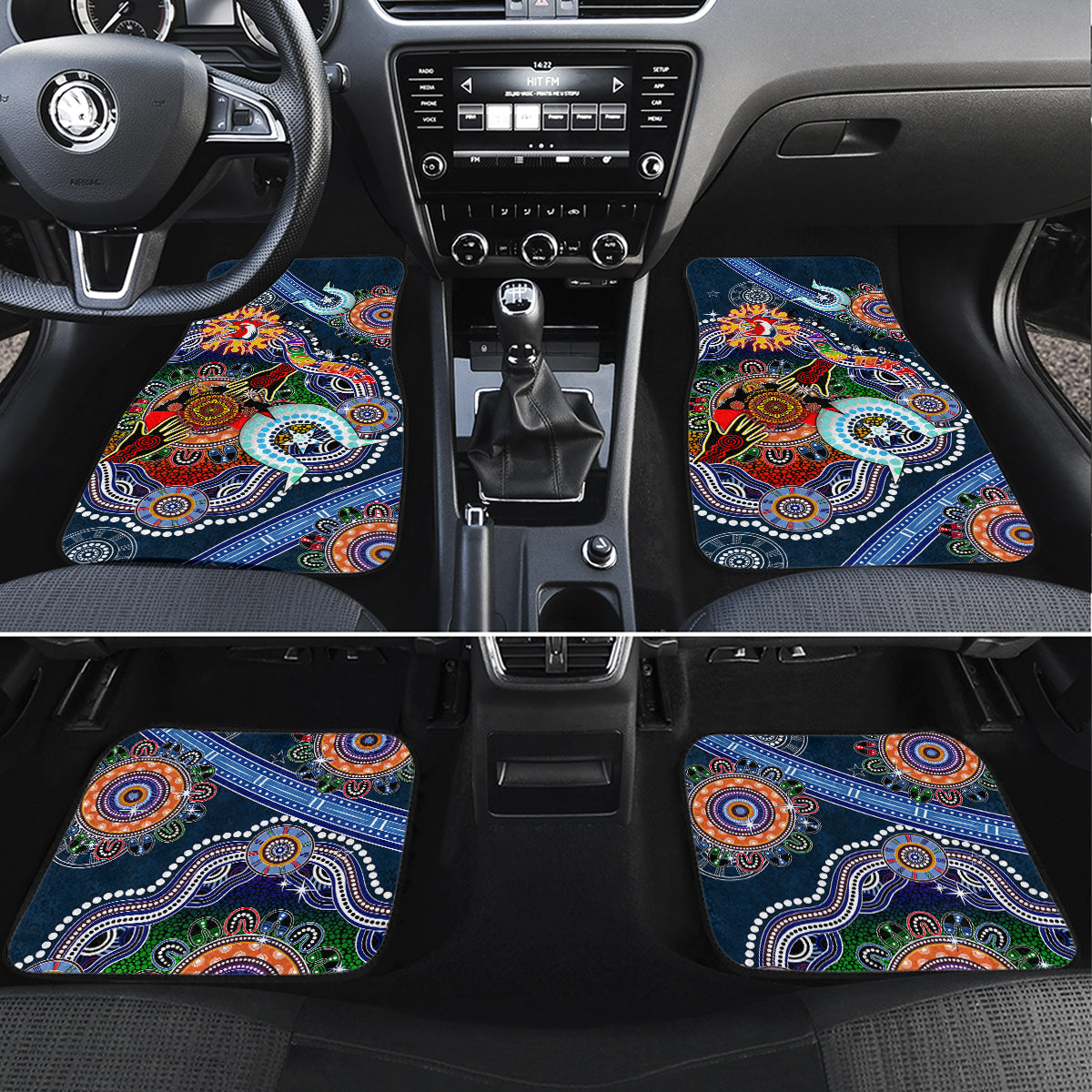 Personalised Roosters NAIDOC Week 2024 Car Mats Australia Aboriginal Dot Painting