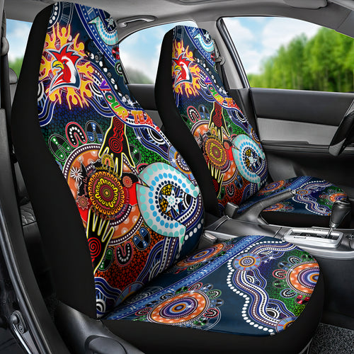 Personalised Roosters NAIDOC Week 2024 Car Seat Cover Australia Aboriginal Dot Painting