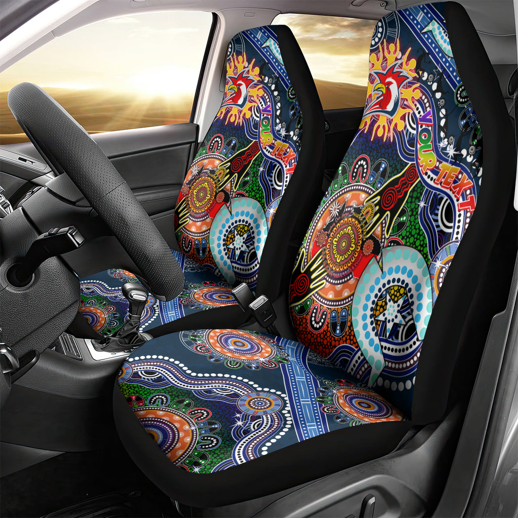 Personalised Roosters NAIDOC Week 2024 Car Seat Cover Australia Aboriginal Dot Painting