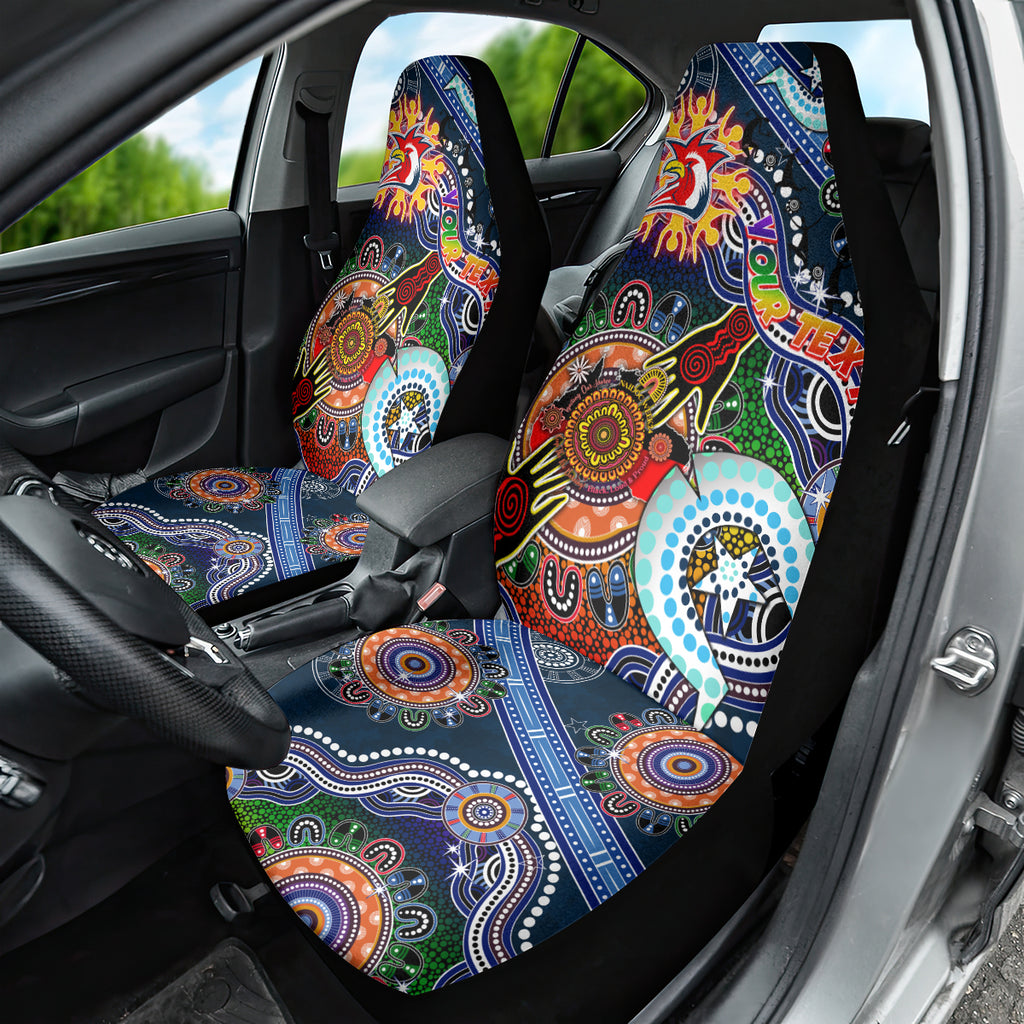 Personalised Roosters NAIDOC Week 2024 Car Seat Cover Australia Aboriginal Dot Painting