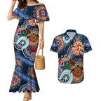 Personalised Roosters NAIDOC Week 2024 Couples Matching Mermaid Dress and Hawaiian Shirt Australia Aboriginal Dot Painting
