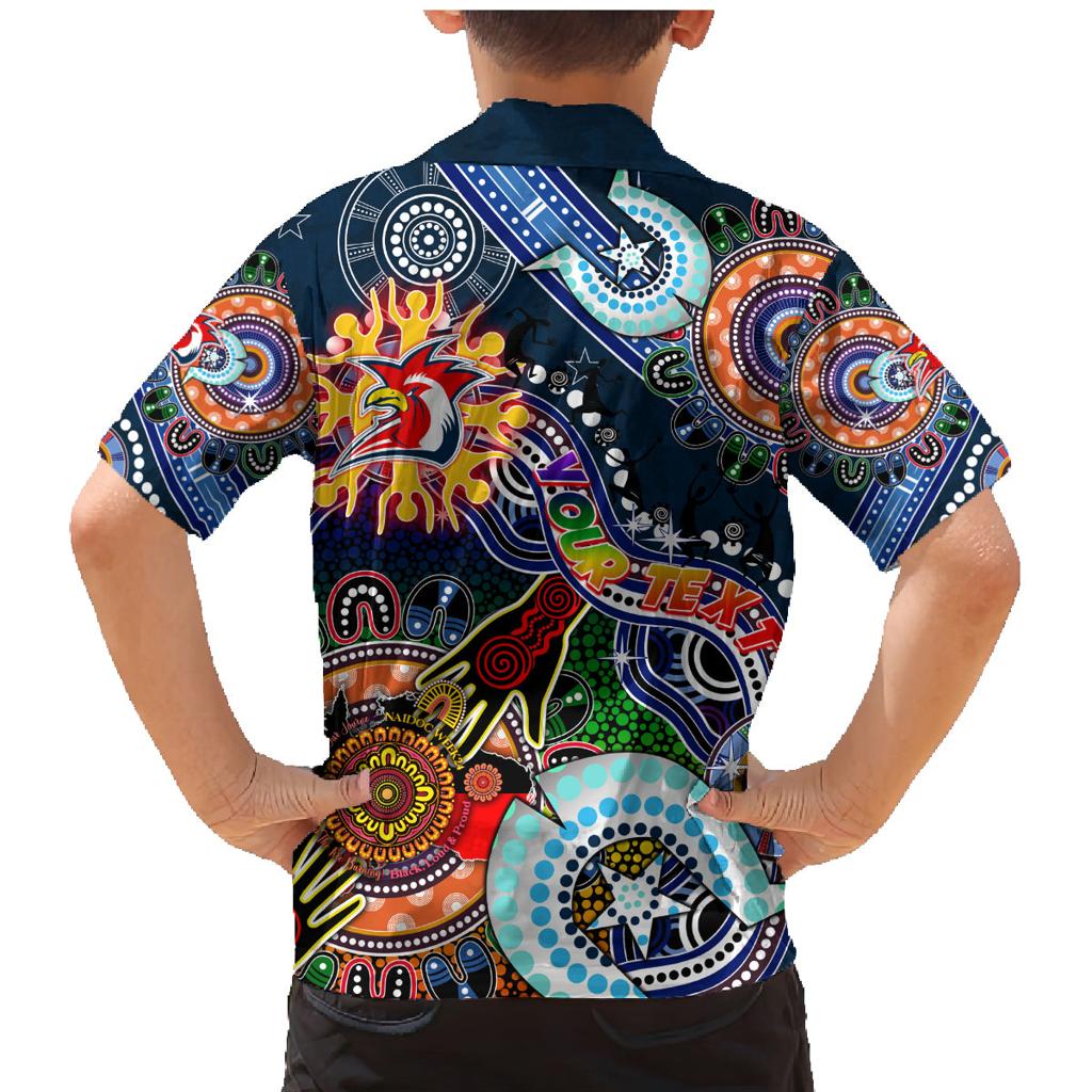 Personalised Roosters NAIDOC Week 2024 Family Matching Mermaid Dress and Hawaiian Shirt Australia Aboriginal Dot Painting