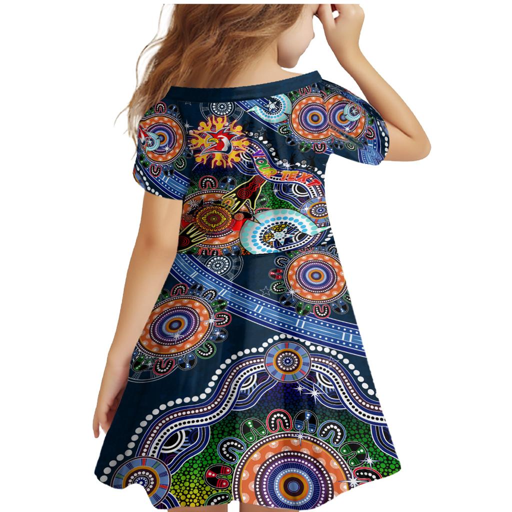 Personalised Roosters NAIDOC Week 2024 Family Matching Mermaid Dress and Hawaiian Shirt Australia Aboriginal Dot Painting