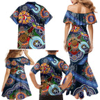 Personalised Roosters NAIDOC Week 2024 Family Matching Mermaid Dress and Hawaiian Shirt Australia Aboriginal Dot Painting