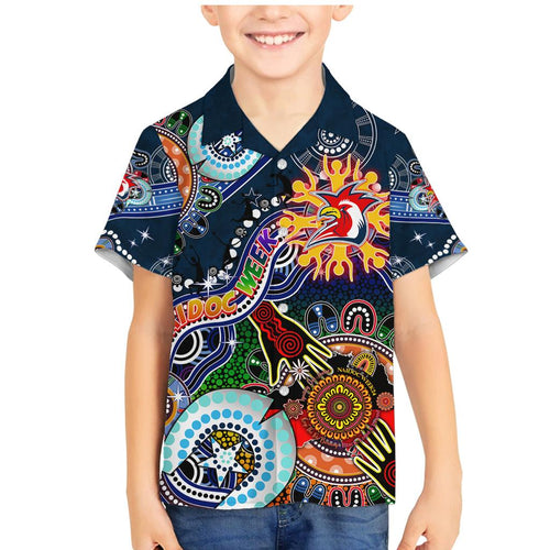 Personalised Roosters NAIDOC Week 2024 Family Matching Mermaid Dress and Hawaiian Shirt Australia Aboriginal Dot Painting