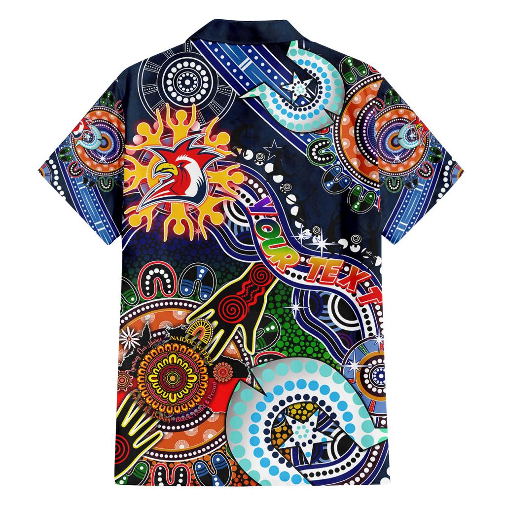 Personalised Roosters NAIDOC Week 2024 Family Matching Off Shoulder Maxi Dress and Hawaiian Shirt Australia Aboriginal Dot Painting