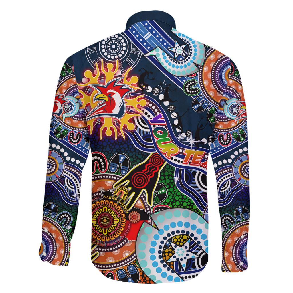 Personalised Roosters NAIDOC Week 2024 Family Matching Off Shoulder Maxi Dress and Hawaiian Shirt Australia Aboriginal Dot Painting