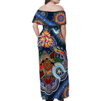 Personalised Roosters NAIDOC Week 2024 Family Matching Off Shoulder Maxi Dress and Hawaiian Shirt Australia Aboriginal Dot Painting