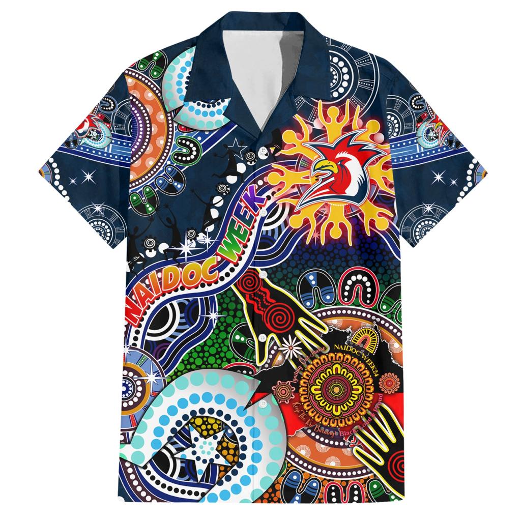 Personalised Roosters NAIDOC Week 2024 Family Matching Short Sleeve Bodycon Dress and Hawaiian Shirt Australia Aboriginal Dot Painting