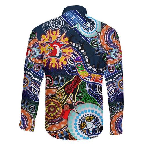 Personalised Roosters NAIDOC Week 2024 Family Matching Short Sleeve Bodycon Dress and Hawaiian Shirt Australia Aboriginal Dot Painting