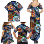 Personalised Roosters NAIDOC Week 2024 Family Matching Summer Maxi Dress and Hawaiian Shirt Australia Aboriginal Dot Painting