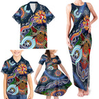 Personalised Roosters NAIDOC Week 2024 Family Matching Tank Maxi Dress and Hawaiian Shirt Australia Aboriginal Dot Painting
