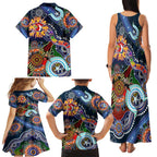 Personalised Roosters NAIDOC Week 2024 Family Matching Tank Maxi Dress and Hawaiian Shirt Australia Aboriginal Dot Painting