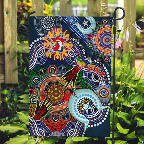 Personalised Roosters NAIDOC Week 2024 Garden Flag Australia Aboriginal Dot Painting