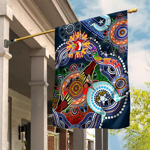 Personalised Roosters NAIDOC Week 2024 Garden Flag Australia Aboriginal Dot Painting