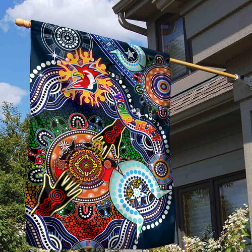 Personalised Roosters NAIDOC Week 2024 Garden Flag Australia Aboriginal Dot Painting