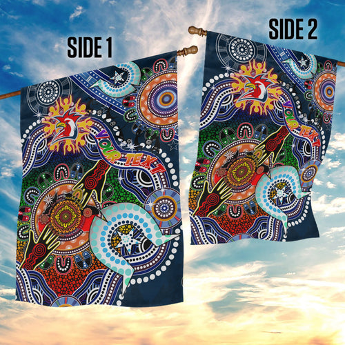 Personalised Roosters NAIDOC Week 2024 Garden Flag Australia Aboriginal Dot Painting