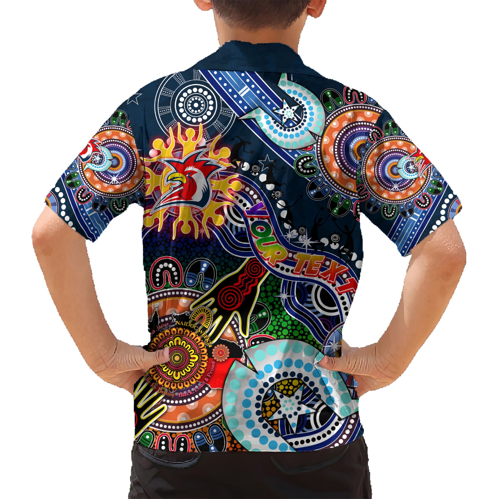 Personalised Roosters NAIDOC Week 2024 Hawaiian Shirt Australia Aboriginal Dot Painting