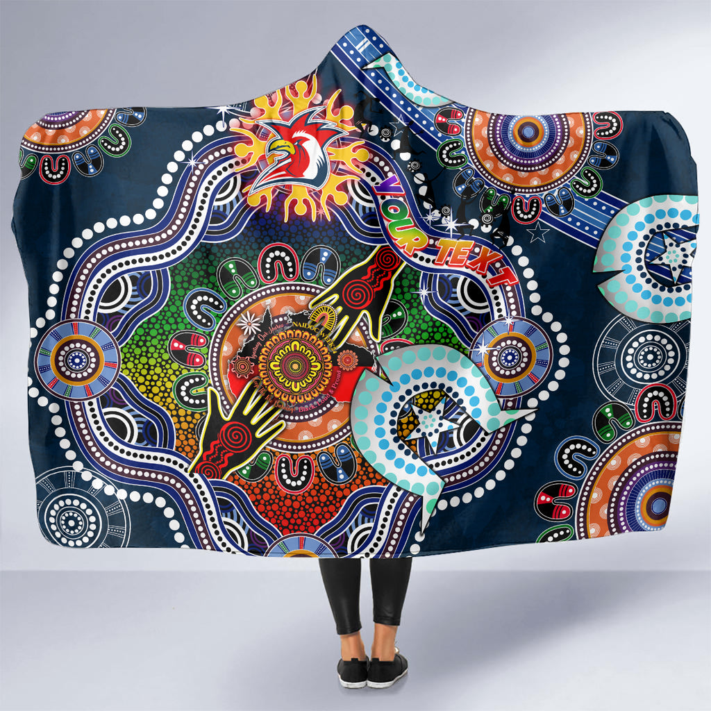 Personalised Roosters NAIDOC Week 2024 Hooded Blanket Australia Aboriginal Dot Painting