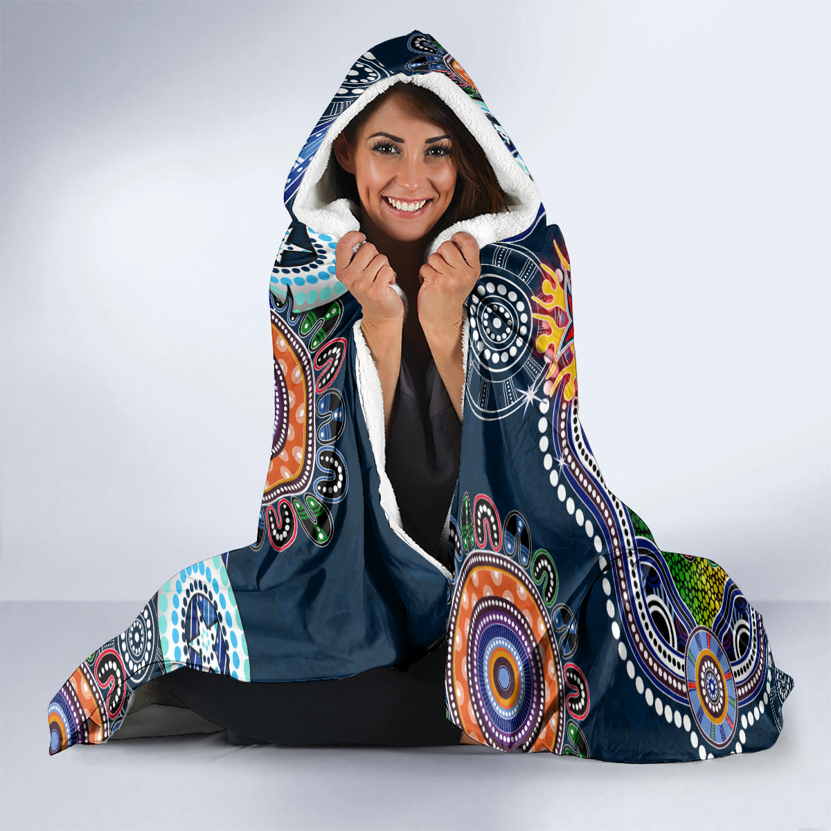 Personalised Roosters NAIDOC Week 2024 Hooded Blanket Australia Aboriginal Dot Painting