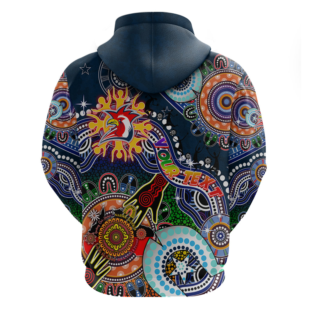 Personalised Roosters NAIDOC Week 2024 Hoodie Australia Aboriginal Dot Painting