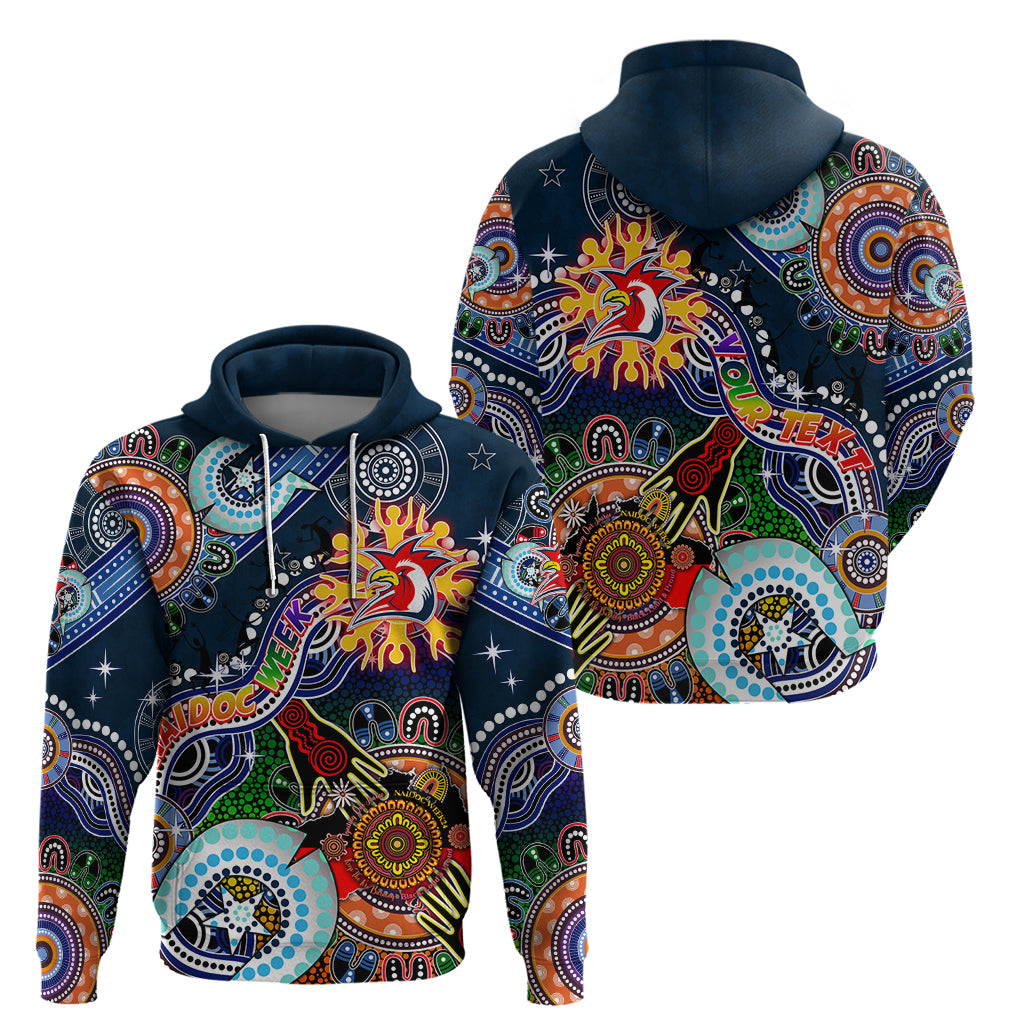 Personalised Roosters NAIDOC Week 2024 Hoodie Australia Aboriginal Dot Painting