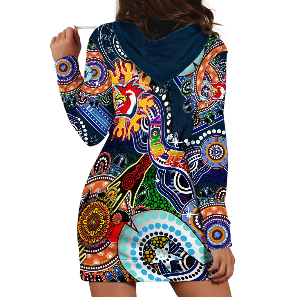 Personalised Roosters NAIDOC Week 2024 Hoodie Dress Australia Aboriginal Dot Painting
