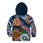 Personalised Roosters NAIDOC Week 2024 Kid Hoodie Australia Aboriginal Dot Painting