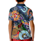 Personalised Roosters NAIDOC Week 2024 Kid Polo Shirt Australia Aboriginal Dot Painting