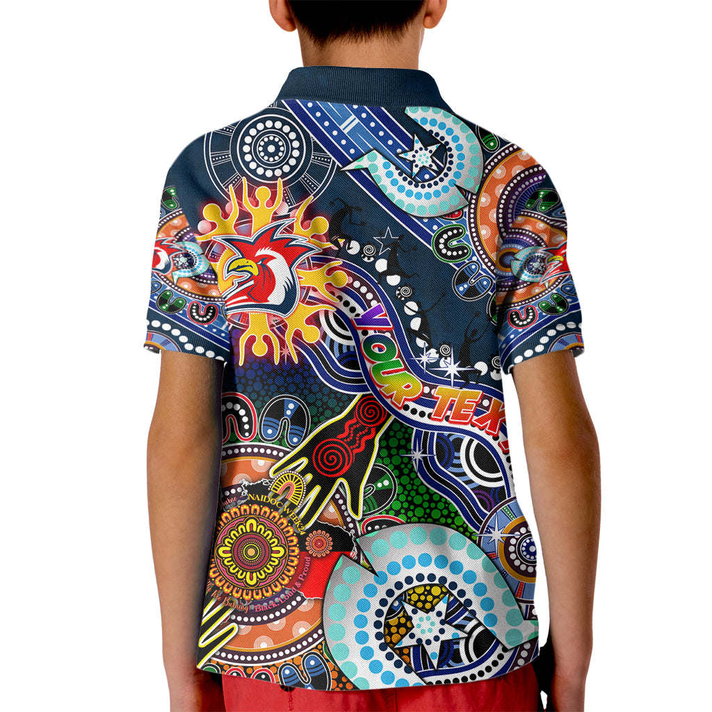 Personalised Roosters NAIDOC Week 2024 Kid Polo Shirt Australia Aboriginal Dot Painting