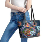 Personalised Roosters NAIDOC Week 2024 Leather Tote Bag Australia Aboriginal Dot Painting