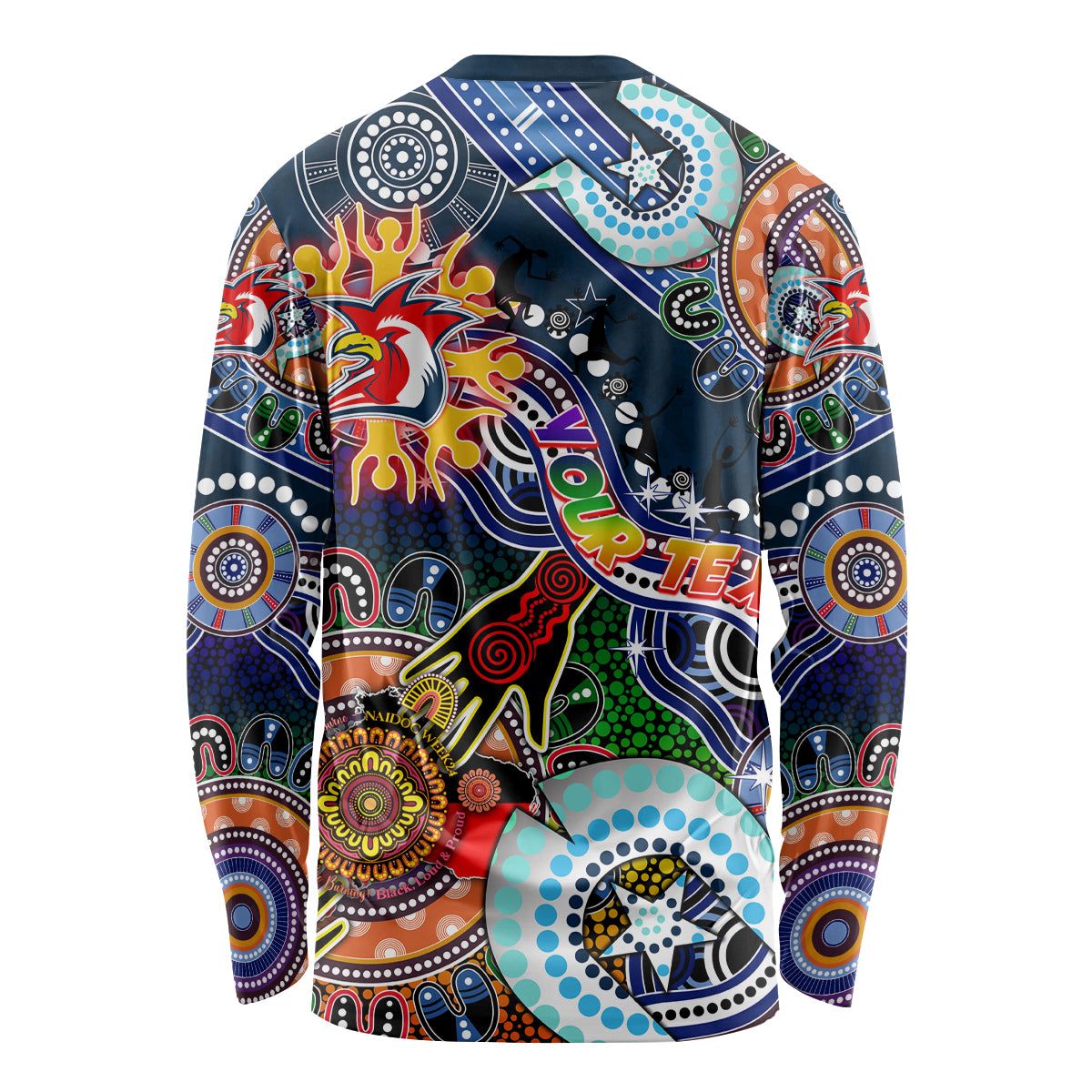 Personalised Roosters NAIDOC Week 2024 Long Sleeve Shirt Australia Aboriginal Dot Painting