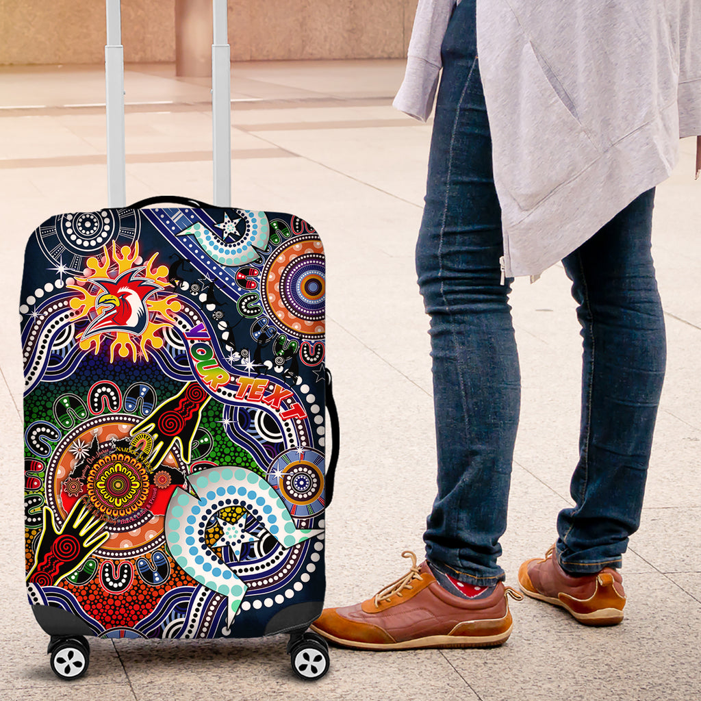 Personalised Roosters NAIDOC Week 2024 Luggage Cover Australia Aboriginal Dot Painting