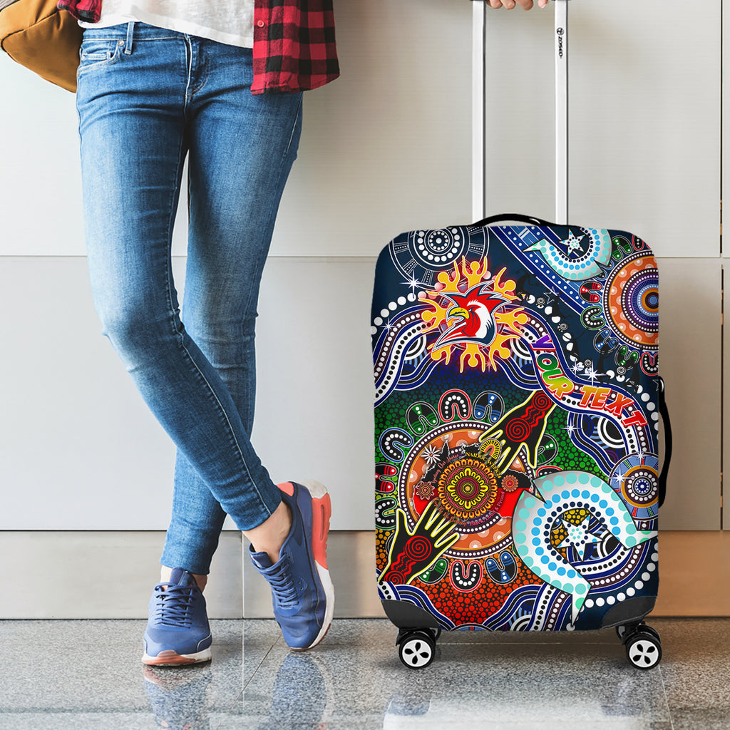 Personalised Roosters NAIDOC Week 2024 Luggage Cover Australia Aboriginal Dot Painting