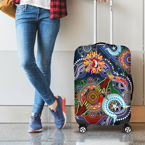 Personalised Roosters NAIDOC Week 2024 Luggage Cover Australia Aboriginal Dot Painting