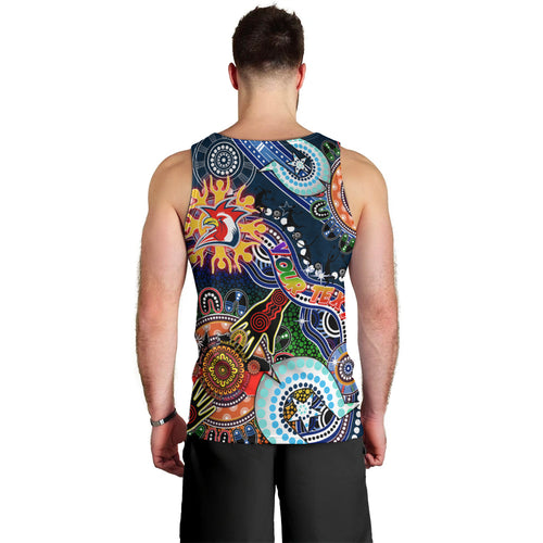 Personalised Roosters NAIDOC Week 2024 Men Tank Top Australia Aboriginal Dot Painting